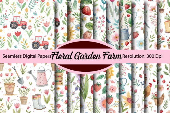 Download Floral Garden Farm Digital Paper - Floral garden Collection