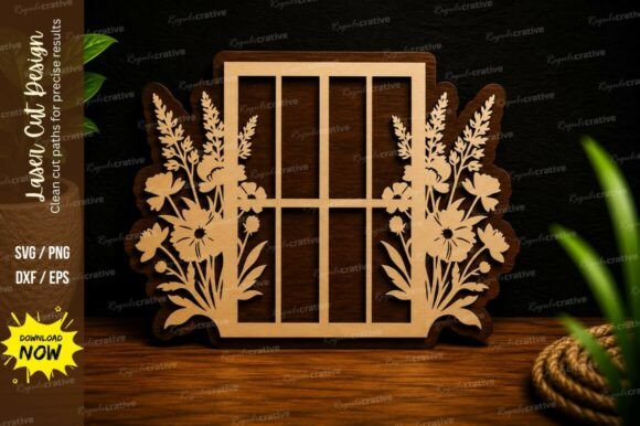Download Floral Garden Window Panel Laser Cut SVG - Floral garden Collection