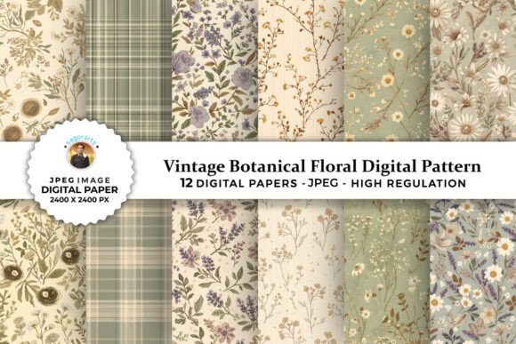 Download Vintage Botanical Floral Digital Pattern - Premium Resources