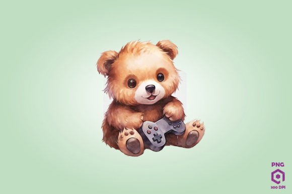 Download Brown Bear Playing Video Game - Brown bear Collection