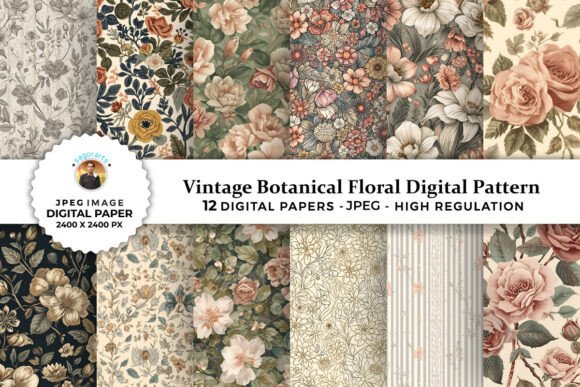 Download Vintage Botanical Floral Digital Pattern - Premium Resources