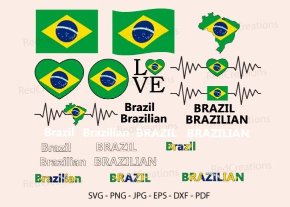 Download Brazil Flag Bundle Svg, Brazilian Map - Flag Collection