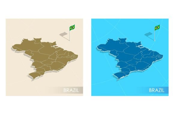 Download Brazil Country Flag Installed on Map - Flag Collection