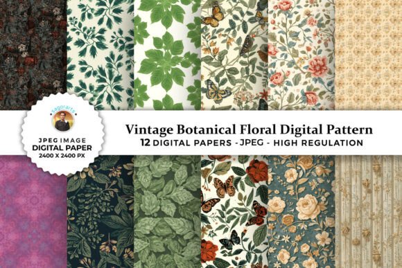 Download Vintage Botanical Floral Digital Pattern - Premium Resources