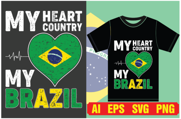 Download Brazil Flag T-shirt Designs.Typography - Flag Collection