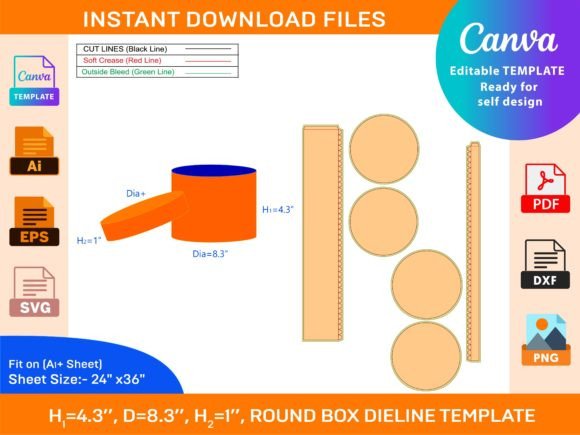 Download Event Decor, Round Lid Gift Box Dieline - Event Collection