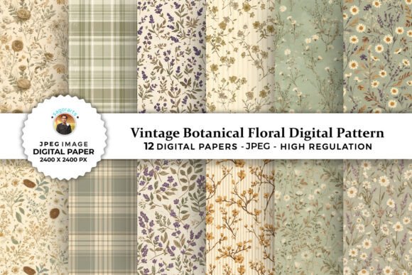 Download Vintage Botanical Floral Digital Pattern - Premium Resources
