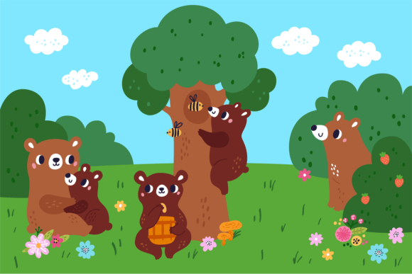 Download Cartoon Brown Bear in Forest. Wild Anima - Brown bear Collection