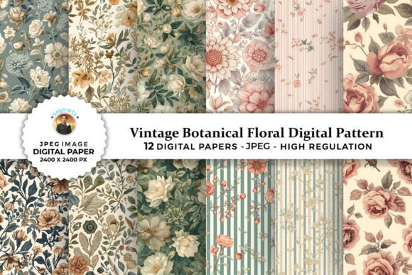 Download Vintage Botanical Floral Digital Pattern - Premium Resources