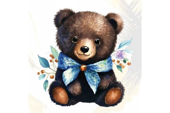 Download Cute Floral Brown Bear - Brown bear Collection