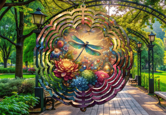 Download Floral Garden Dragonfly Wind Spinner - Floral garden Collection
