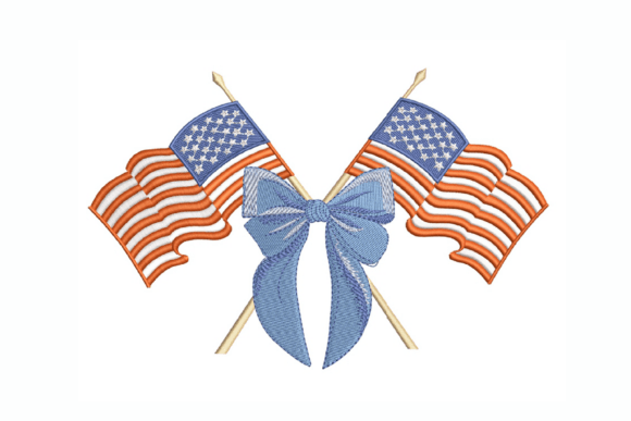 Download Coquette USA, Double Flag Bow Embroidery Design - Flag Collection