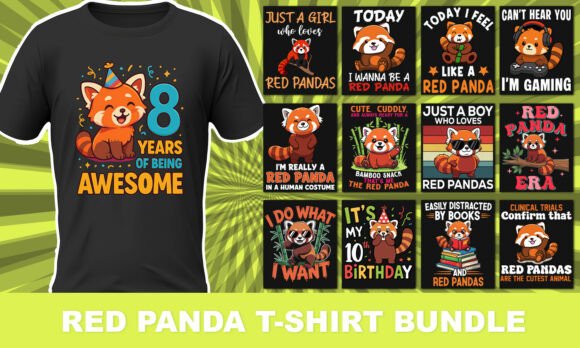 Download Cute Red Panda T-Shirt Bundle - Red Collection