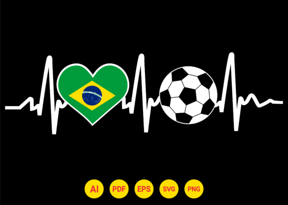 Download Brazil Flag Football Soccer Heartbeat - Flag Collection